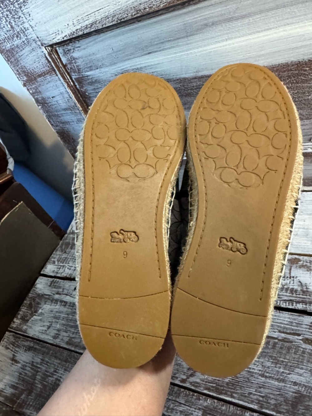 Coach Monogram Canvas Espadrille Flats - Black & Tan - Picture 5 of 5